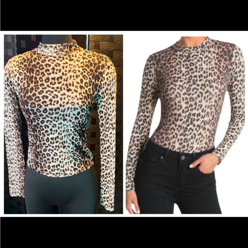 Forever 21 Sheer Cheetah Print Long Sleeve Top. Size M EUC.